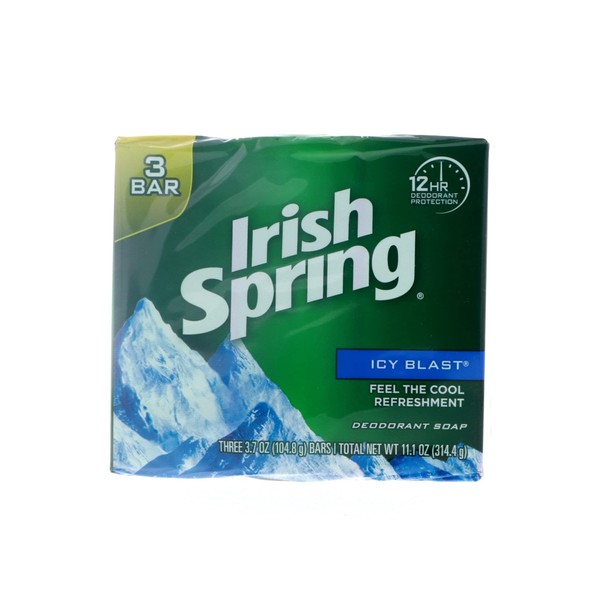 Irish Spring Deodorant Bar Soap, Icy Blast, 3.75 oz bars, 3 ea (Pack of 7)