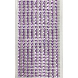 500 x Self Adhesive Pearls Gems 3mm Mini Flat Backed Round Pearls Beads Strips Embellishments (Lilac)