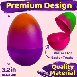 Stargo 32 Pack 3.2” Large Colorful Ombre Easter Eggs Empty - with hinges, Bright Ombre Multicolored, Plastic Easter Eggs Fillable, Eggs for Easter Egg Hunts, Basket Fillers, Party Favor, Surprise Eggs