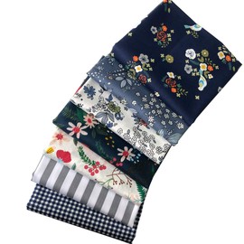 Misscrafts 7pcs Quilting Fabric 100% Cotton Craft Fabric Bundle Squares Fat Quarters 18" x 22" Multicolored for Patchwork DIY Sewing Scrapbooking Blue Sprig