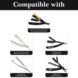 Linkidea 2 Pack Straight Razor Case, Compatible with Utopia Care, The Beard Club, GTEX, Travel Razor Cover, Protective Holder for Straight Edge Shaving Razors (Black/Only Case)