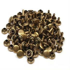 100 Pcs Leather Rivets, 12mm x 10mm Double Cap Rivets Metal Studs for Clothes Shoes Handbag Belts Crafts, Bronze