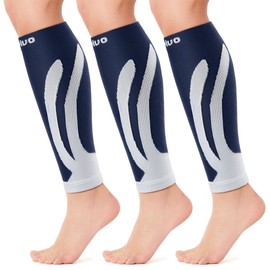 CAMBIVO 3 Pairs Calf Compression Sleeve for Women Men, Leg Support for Shin Splints, Varicose Vein(Navy Gray, Large-X-Large)