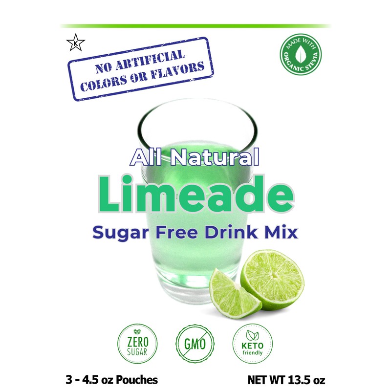 GramZero All Natural Limeade Zero Calorie Sugar Free Drink Mix,