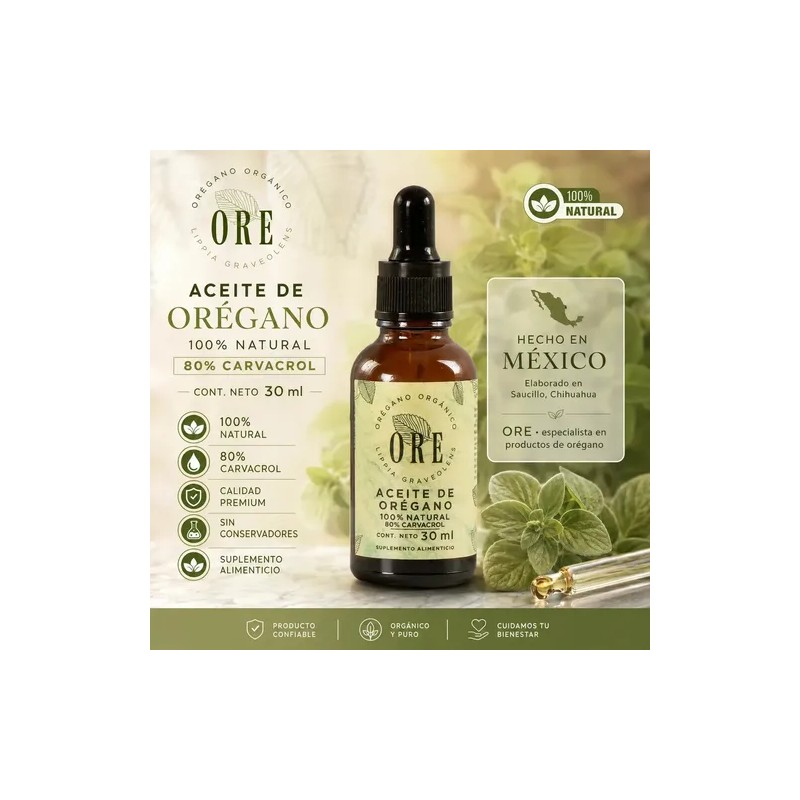 Aceite De Orégano, Ore, 30 Mls Gotero Individual Sabor Orégano