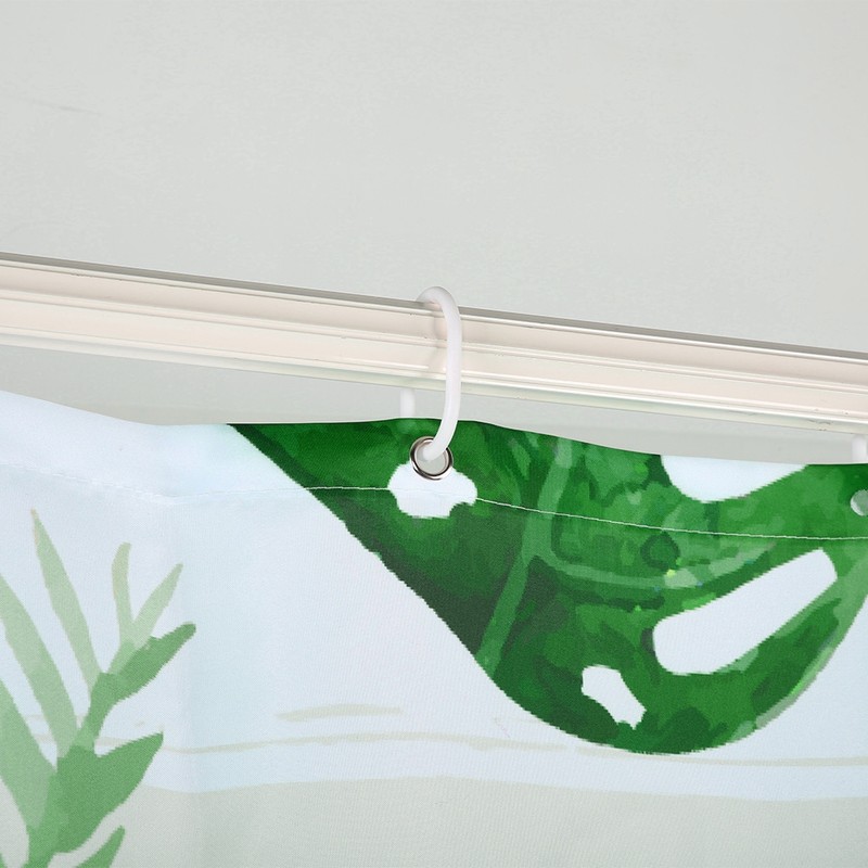 Unique Plant Leaves Pattern Shower Curtain Waterproof Mildew Proof Bathroom