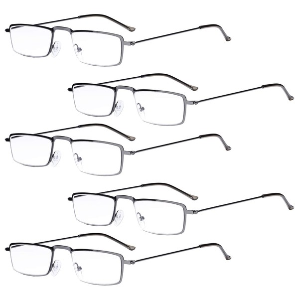 Eyekepepr 5-Pairs Stainless Steel Frame Half-Eye Style Reading Glasses for Men Women Reader Eyeglasses
