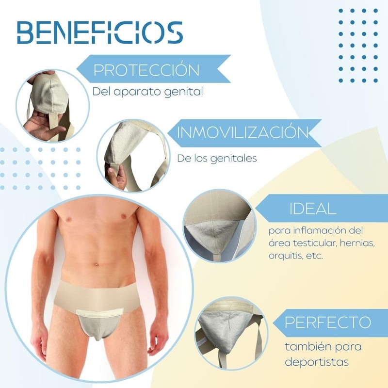 Suspensorio post operatorio de algodón para hombre, tanga de entrenamiento