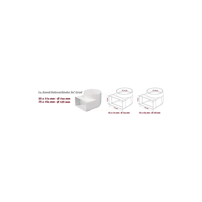 MKK Duct Connector 90° Degree 55 x 110 mm Pipe