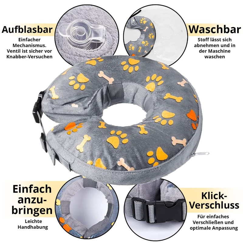 Inflatable Neck Collar for Dogs and Cats, Leak Protection, Neck