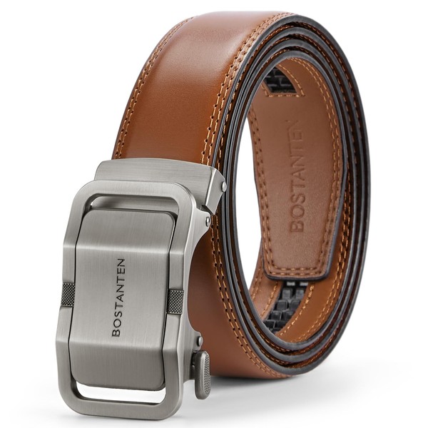 BOSTANTEN Mens Belt Leather Ratchet 1 3/8'' Belt For Men