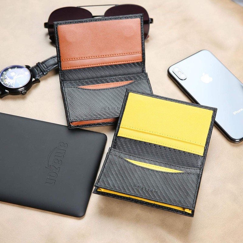 Legare Business Card Holder, Men's Card Case, Two-Tone Genuine Leather,