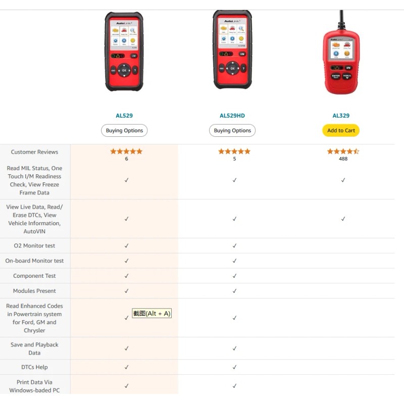 Autel AutoLink AL329 AL529HD OBD2 CAN OBDII Auto Car Code