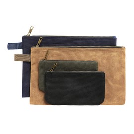 4-Pack 16 OZ Waxed Canvas Tool Bags, Water Resistant Tools Organizer Pouch, Portable 2 Sizes Tool Bag (Black,Khaki,Navy,ArmyGreen)