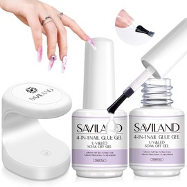 SAVILAND 30ML Gel X Nail Glue U V Light: 2 Pcs Gel Nail Glue and U V Nail Lamp for Nails, Gel X Nail Kit with Lmap Fast Curing Nail Glue for Gel X Extension DIY Home Nail Art