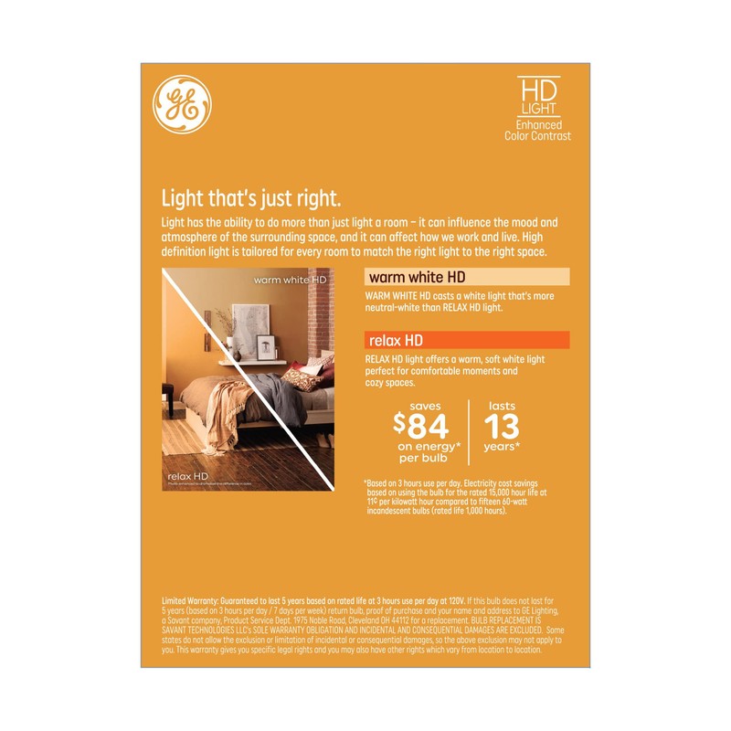 GE Relax HD 60-Watt EQ A19 Warm White Medium Base