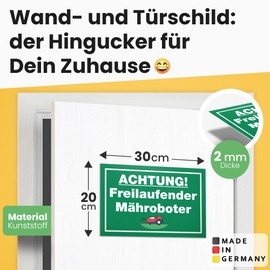 DankeDir! Free-running robotic mower sign 30 x 20 cm funny sign for garden and lawns garden sign weatherproof durable lawn mower robot lawn robot