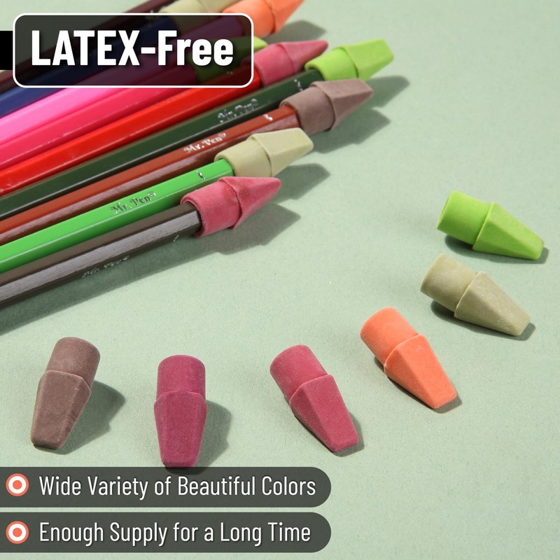 Mr. Pen- Pencil Erasers Toppers, 120 Pack, Late Harvest Color