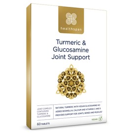 Healthspan Turmeric & Glucosamine Joint Support | 60 Tablets | Joint & Bone Health | Added Vitamin C, Vitamin D3 & Calcium | 30mg Boswellia Serrata Extract | Sustainably Source | Vegan