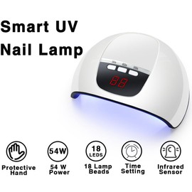 TopYart UV Nail Lamp, 54W UV Lamps for Gel Nails with 3 Timer, Auto Sensor, Professional Nail Dryer UV Lamps, Quick-Drying Manicure Home (White)