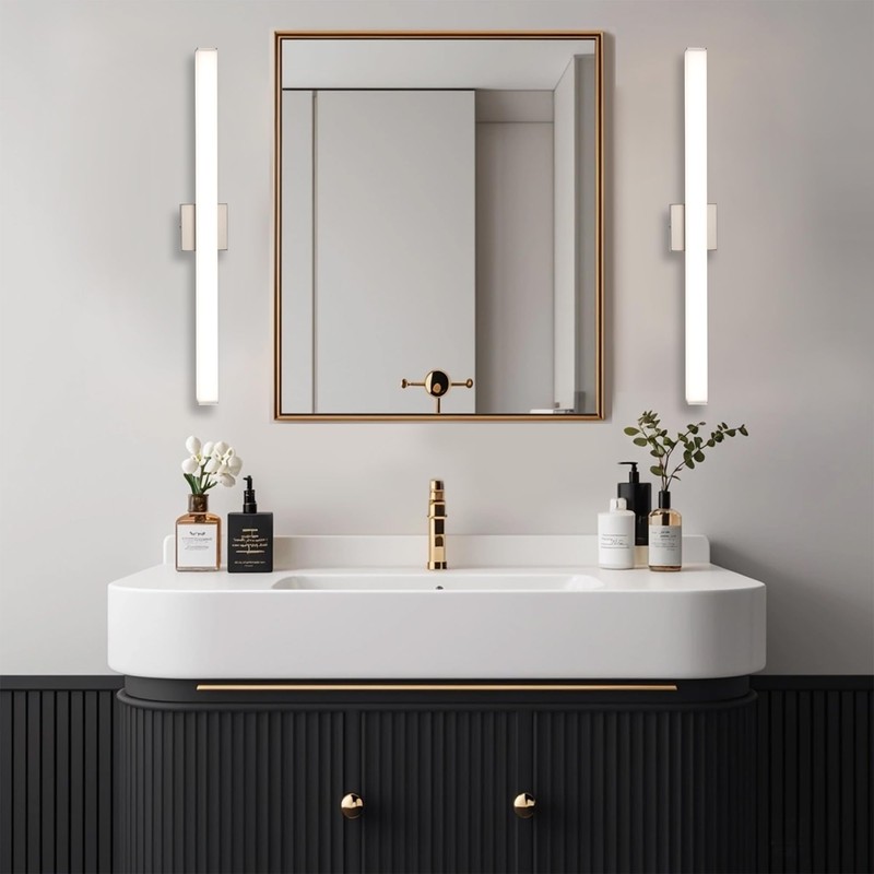 YHTlaeh Bathroom Vanity Light Brushed Nickel Square LED 31.5 inch