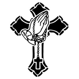 Cross Praying Hands - Sticker Graphic - Auto, Wall, Laptop, Cell, Truck Sticker for Windows, Cars, Trucks