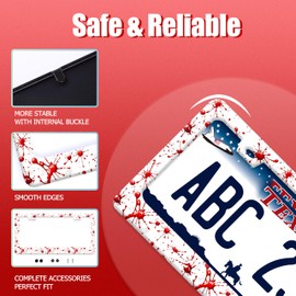 Blood Splattered License Plate Frame White Red Drips License Plate Funny License Plate Holder Stainless Steel Accessories Cars Decoration with 2 Holes Screws Fits Standard Vehicles Size 12.3" x 6.3"