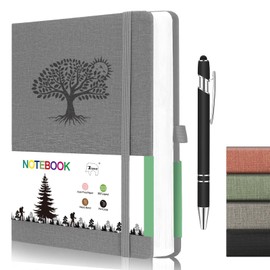 Cuaderno Rayado,A5 Cuaderno con Forro de Tapa Dura,300 Páginas Cuaderno Clásico 21.5 x 15cm,Adecuado para Hombres y Mujeres,Diario de Piel para Escribir, Oficina, Escuela, Negocio（Gris）