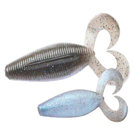 TSURINOYA Flat Flat Twin Tail Worm 3.8 Inch Rockfish Akoi Tiname Soy Black Soy Squishy Grass Large Root Fish (Smoke.NE.FL/Two-Tone)