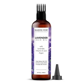 Majestic Pure Majestic Pure 100% Pure Lavender Oil with Vitamin E for Hair Care, Strengthening, Nourishing, and Volumizing Formula with Vitamin E & Argan Oil - Non GMO Verified, 6.7 Fl Oz