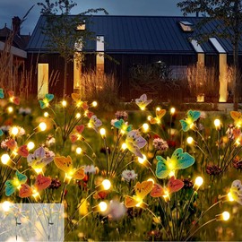 JIMACRO Solar Garden Lights, 2 Pack with 8LEDs Swaying Butterfly Light, Waterproof Solar Powered LED Decorative Butterfly Garden Lights for Garden Yard Outdoor Pathway, Gifts for Mother's Day