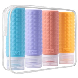 Silicone travel bottles for toiletries,Tsa Approved Travel Size Containers, BPA Free Leak Proof Refillable Liquid Silicone Squeezable Travel Accessories for Shampoo Conditioner Lotion (90ml)