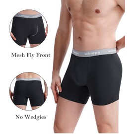wirarpa Men's Mesh Boxer Briefs Cooling Breathable Men's Performance Underwear With Functional Fly 4 Packs