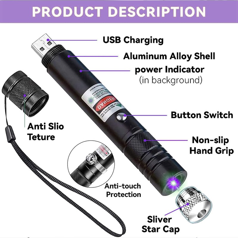 Laser Pointer, Purple Laser Pointer Indicator Light, Long Range Lazer
