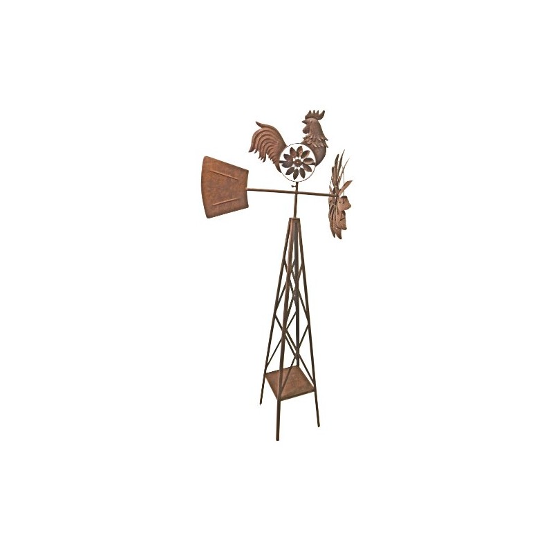 Red Carpet Studios 34265 Metal Rustic Windmill, Medium Rooster