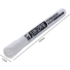 Htppzjr 1PCS White Marker Pen, White Paint Pen for Art Painting Graffti Waterproof Tire Painting Art Supplies Paint Stone, Wood, Canvas, Glass, Metal Highlight Water-Based