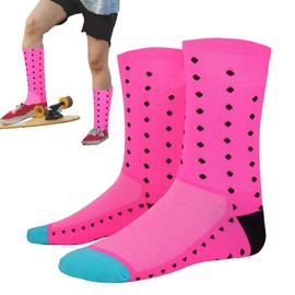 Cycling Socks Men Women Calf Running Sport Socks 3D Breathable Nylon Sweat Absorbent Fashion Professional (Pink)