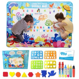 Water Doodle Mat -Large 48x36 inches - New Released! No Mess Drawing & Writing with Magic Color Pen. Educational Toy for Boys/Girls Ages 3 to 12, Learning The Alphabet, Numbers/Shapes. Kids Gift Toy!
