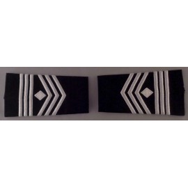 Hero's Pride First Sergeant 1SG ROTC Epaulet Shoulder Boards male size White on Black