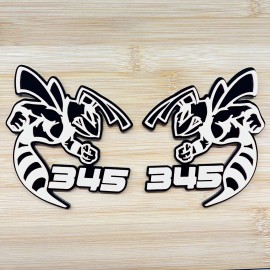 UsaStandard 345 Hornet Badges Emblem BEE (2) White/Black BADGES Fender Angry  Aggressive