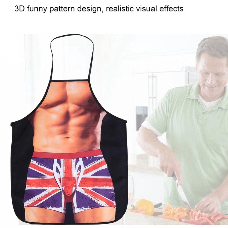 3D Funny Cooking Apron Sexy Man Woman Apron Waterproof Apron(B)