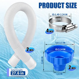 Boltigen 25016 Above Ground Pool Skimmer Hose & Adapter B Replacement Set, Universal Fit for Intex Pools, Leak-Proof Connections