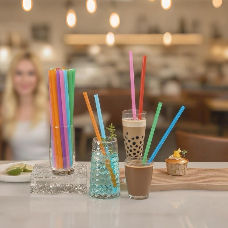 YAOSHENG 200 Pack Smoothie Straws, 10.24 Inches Straws Disposable, Drinking