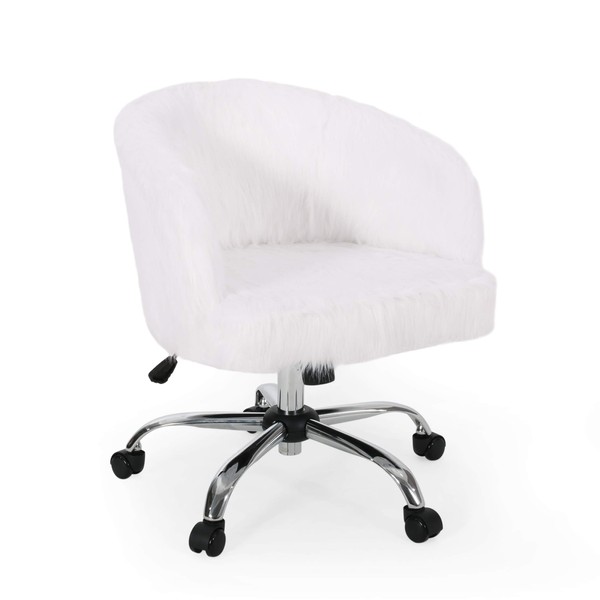 Christopher Knight Home Jacob Modern Glam Swivel Office Chair, White and Silver