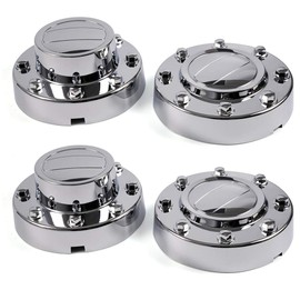 PIT66 Wheel Center Caps, Compatible with 11-16 Dodge Ram 3500 1-TON Dually Alcoa Alloy Hub Caps 2 Front+2 Rear Chrome