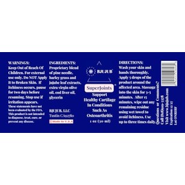BJUJUB SUPERJOINTS Serum for Knees, Wrists, Elbows, Joints, and Supporting Healthy Cartilage - 100% Natural and Fast-Absorbing