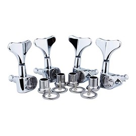 Guyker Guitar Bass Tuners (4 for Right) - 1:17 Ratio Headstock Sealed Tuning Key Pegs Machine Head Replacement for Electric Jazz Bass or Precision Instruments - Chrome