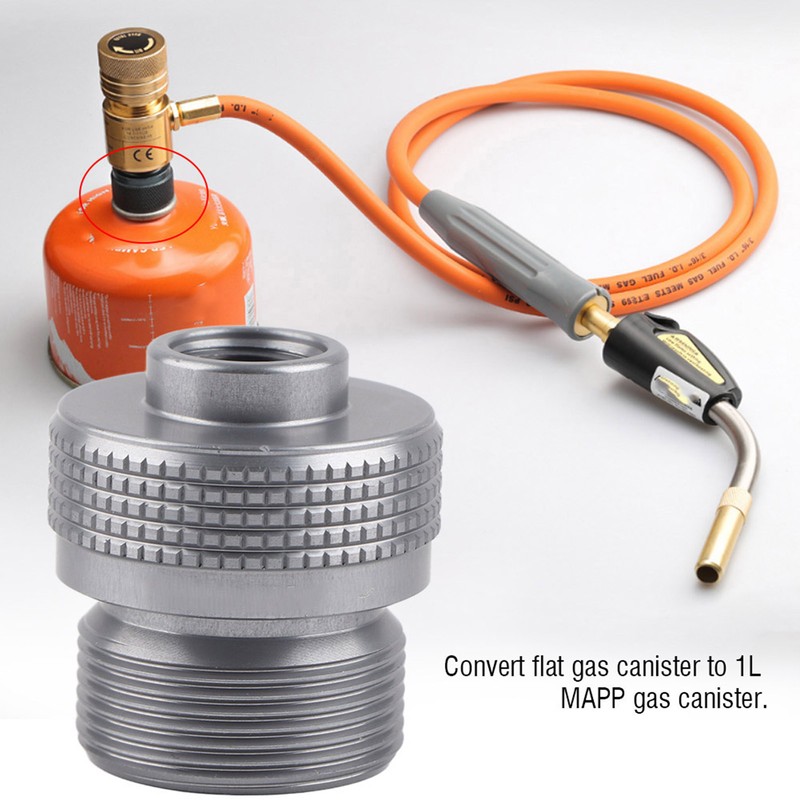 Camping Gas Canister Adapter Convertor Valve Flat Canister to 1L