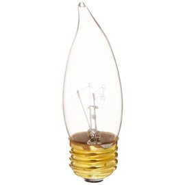 Bulbrite B25EFC 25-Watt Medium Base Incandescent Flame-Tip Chandelier Bulb, Clear, 2-Pack