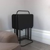 COSCO 5-Piece Folding Vinyl Top TV Tray, Black with Storage
